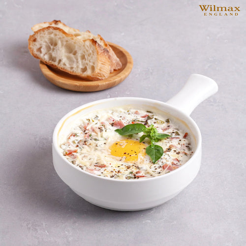 Wilmax Auflaufform mit Griff 450 ml Weiß aus Porzellan