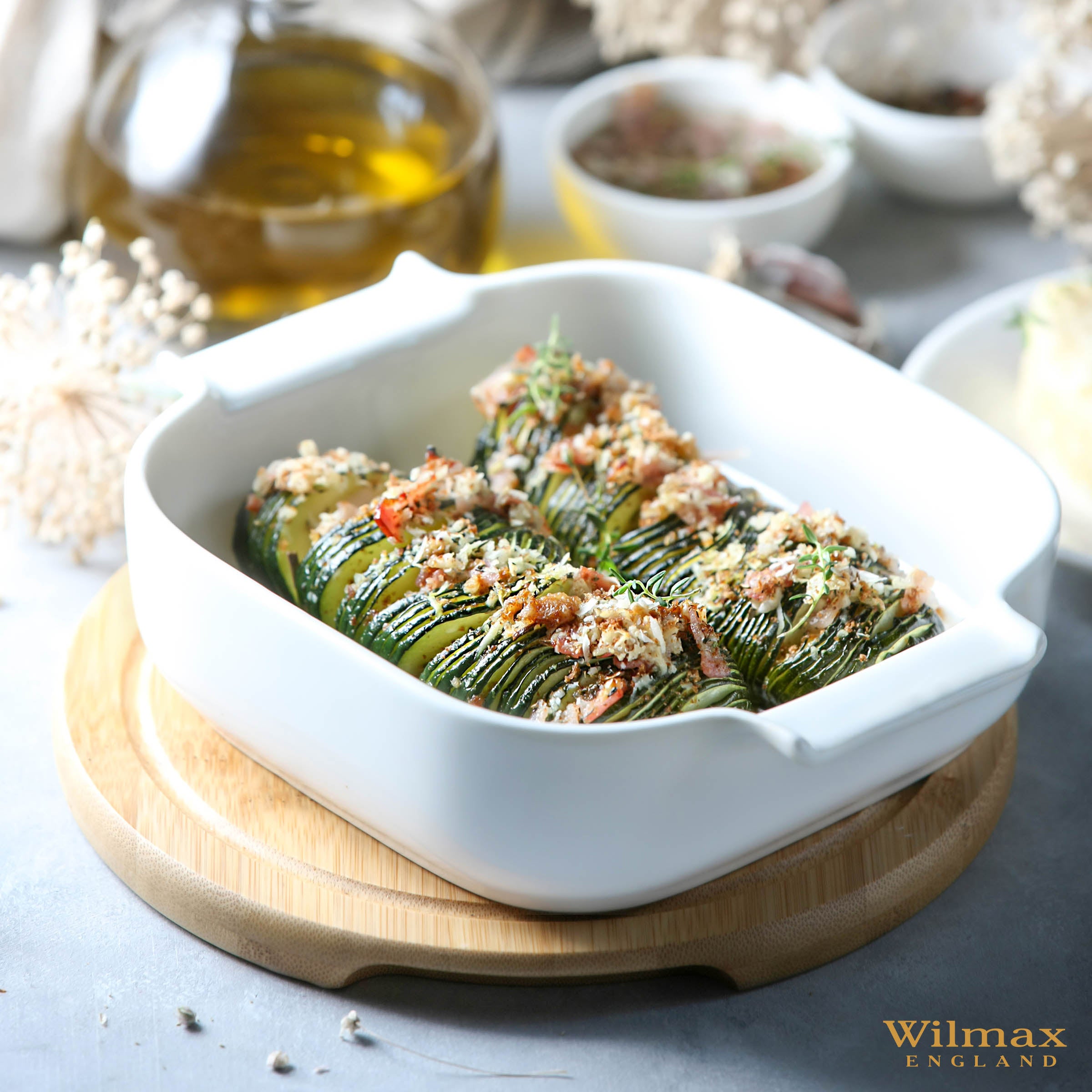 Wilmax Porzellan-Auflaufform mit Griffen, 780 ml – WL-997024/1C