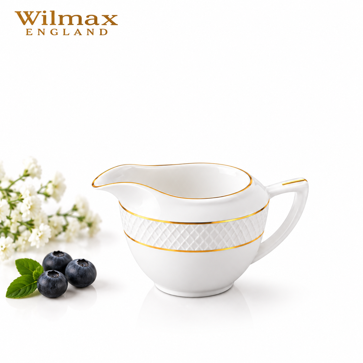 Wilmax Milchkännchen 280 ml Weiß mit Golddekor aus Porzellan
