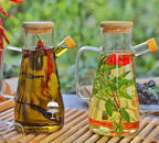 Wilmax Ölflasche 900 ml mit Ausgießer und Filter Transparent aus Glas