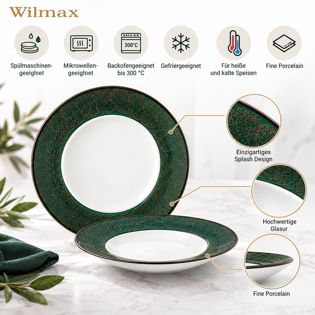 Wilmax Teller 20 cm Grün aus Porzellan