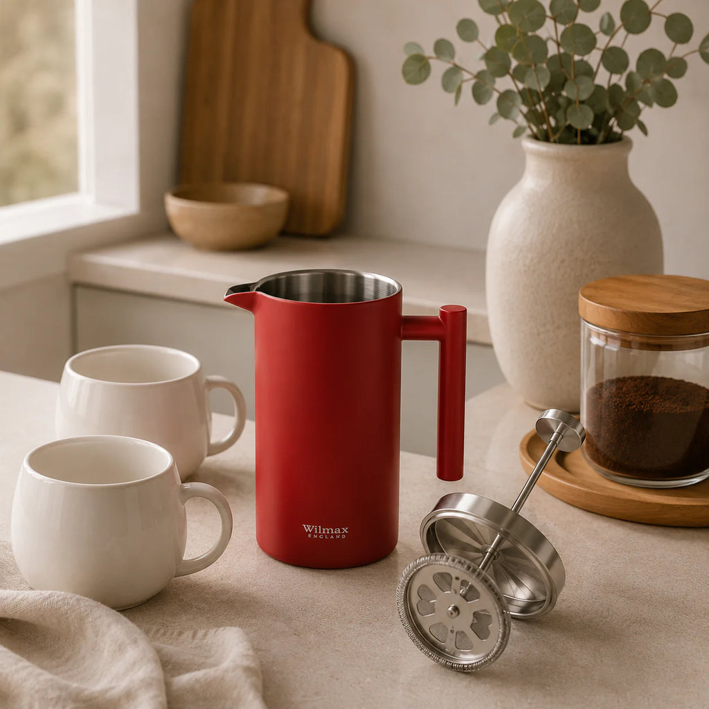 Wilmax French Press 1000 ml aus Edelstahl
