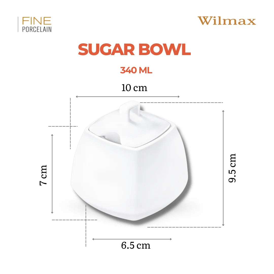 Wilmax Zuckerdose mit Deckel 340 ml Weiß aus Porzellan