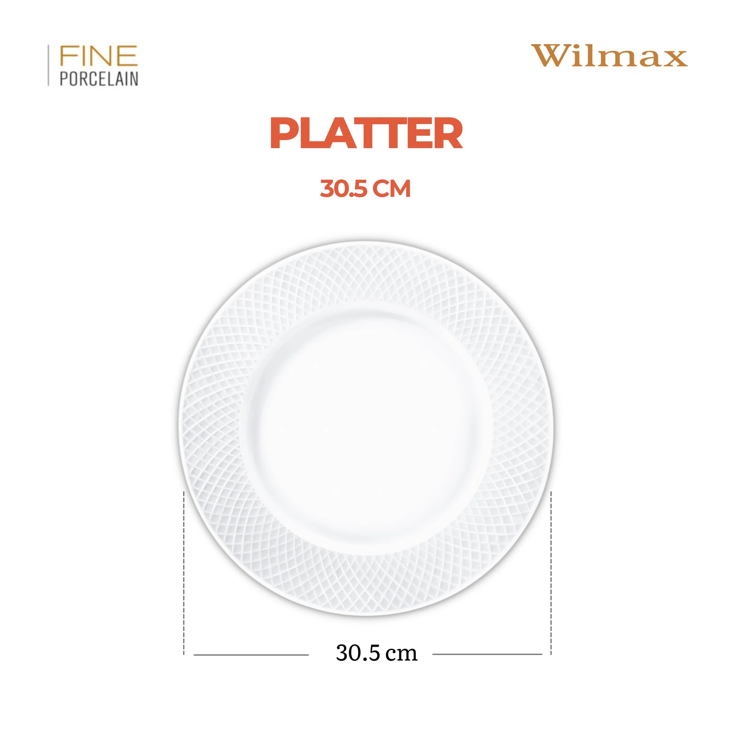 Wilmax Runde Servierplatte 30,5 cm Weiß aus Porzellan