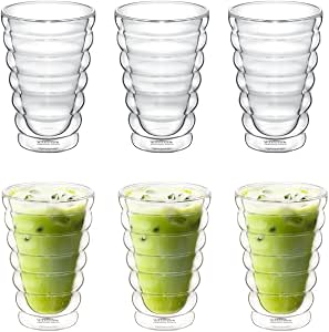 Wilmax Doppelwandiger Thermobecher 400 ml 6er-Set Transparent