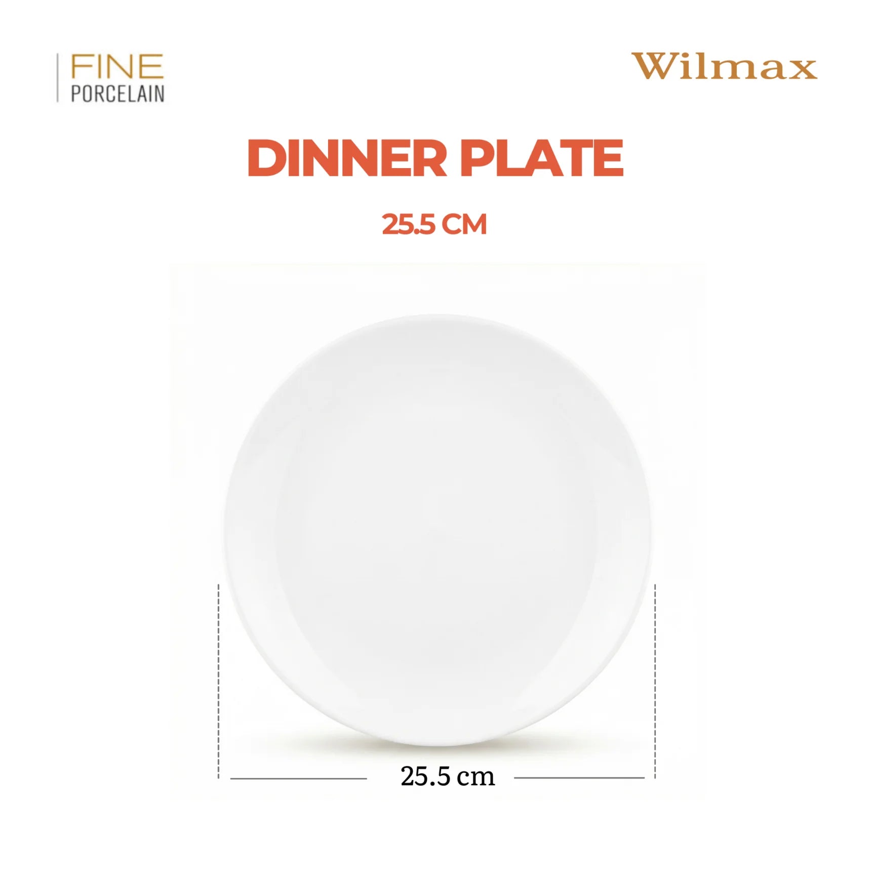 Wilmax Speiseteller 25,5 cm Weiß aus Porzellan