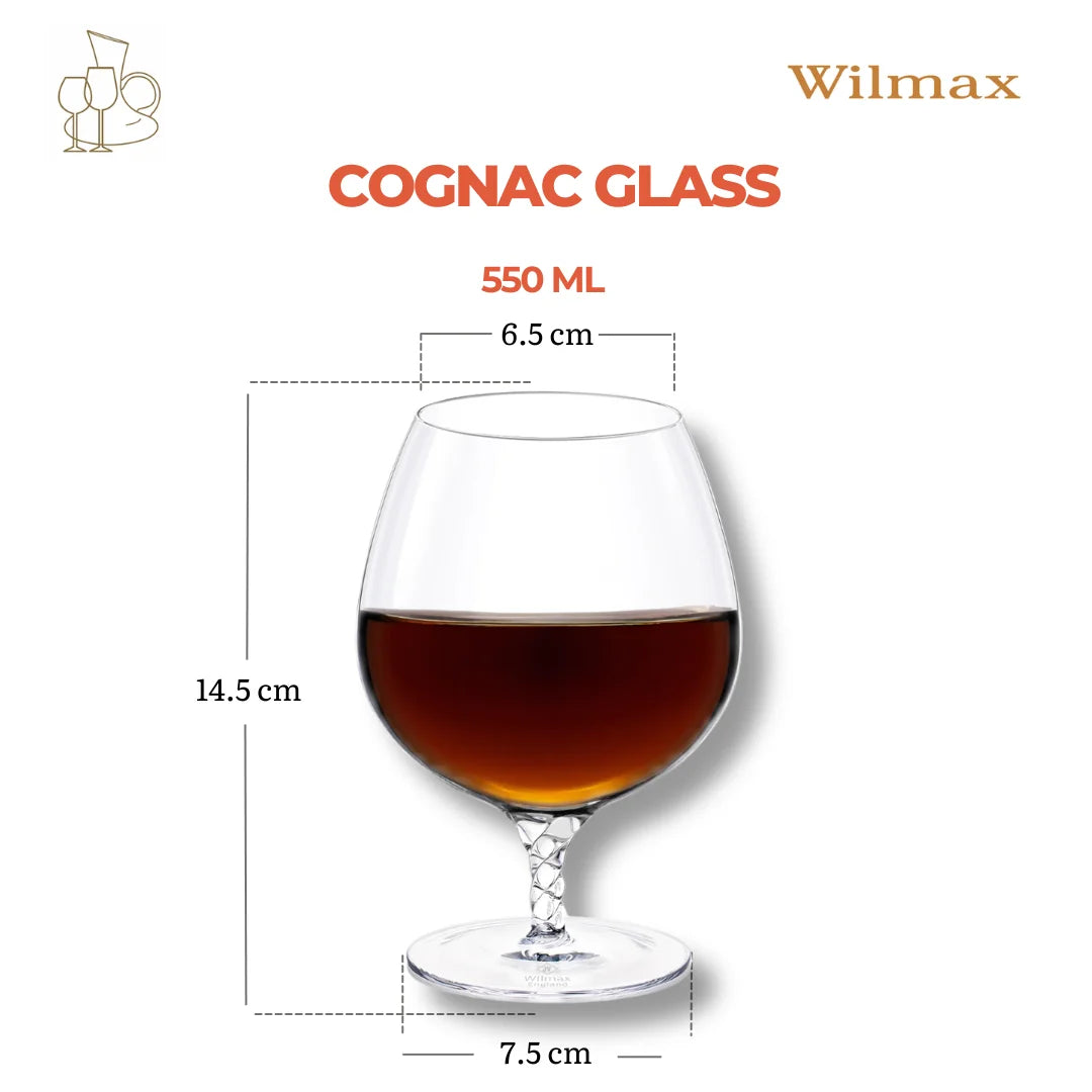Wilmax Cognacglas 550 ml 2er-Set Transparent aus Wilmax Crystalline-Serie