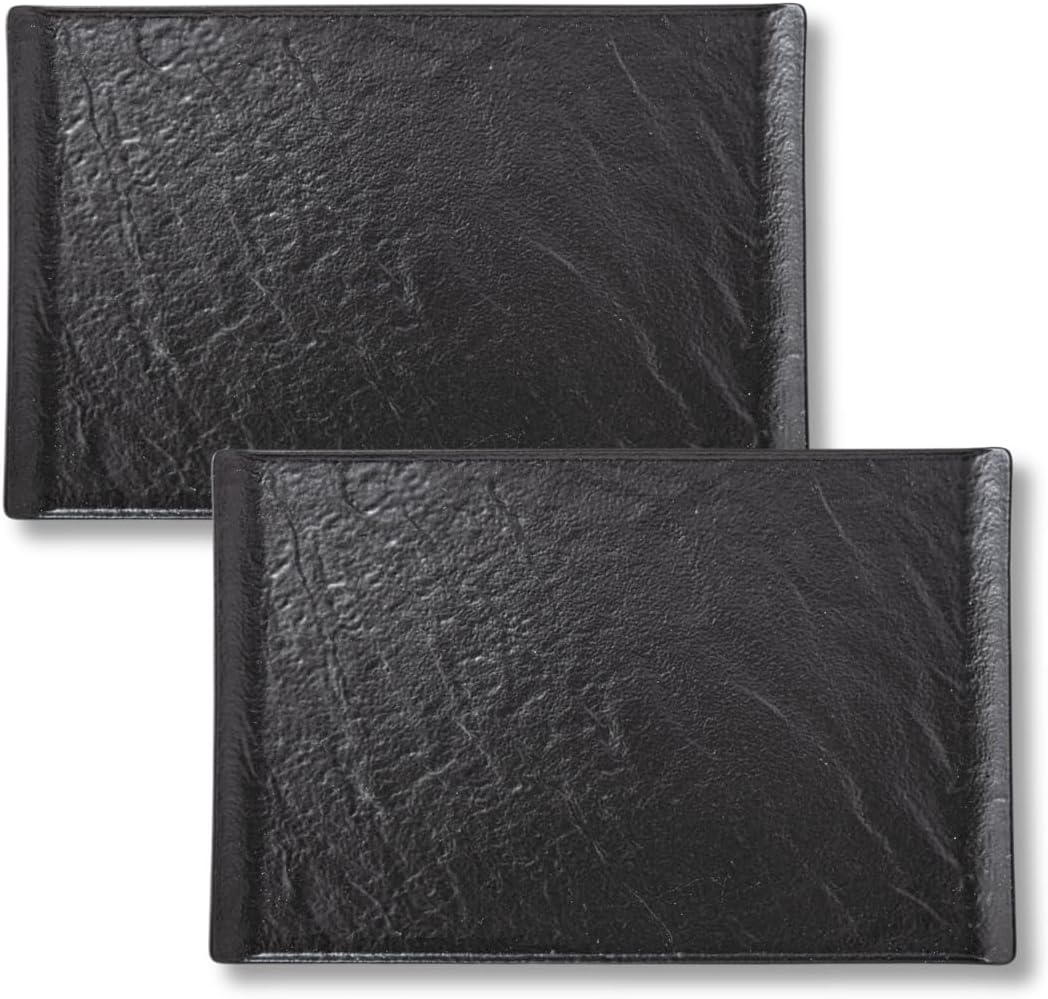 Wilmax Servierplatte 29,5 × 14,5 cm 2er-Set Schwarz aus Porzellan