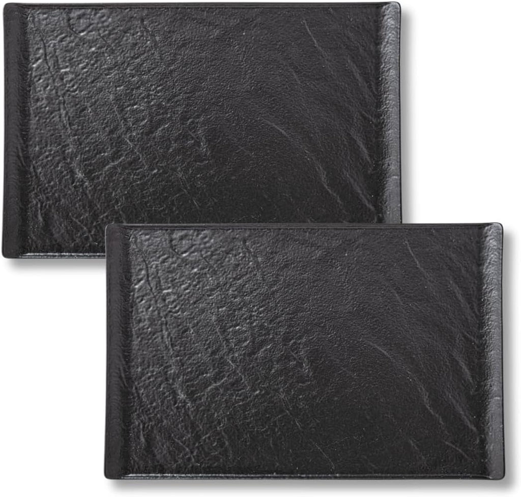 Wilmax Servierplatte 29,5 × 14,5 cm 2er-Set Schwarz aus Porzellan