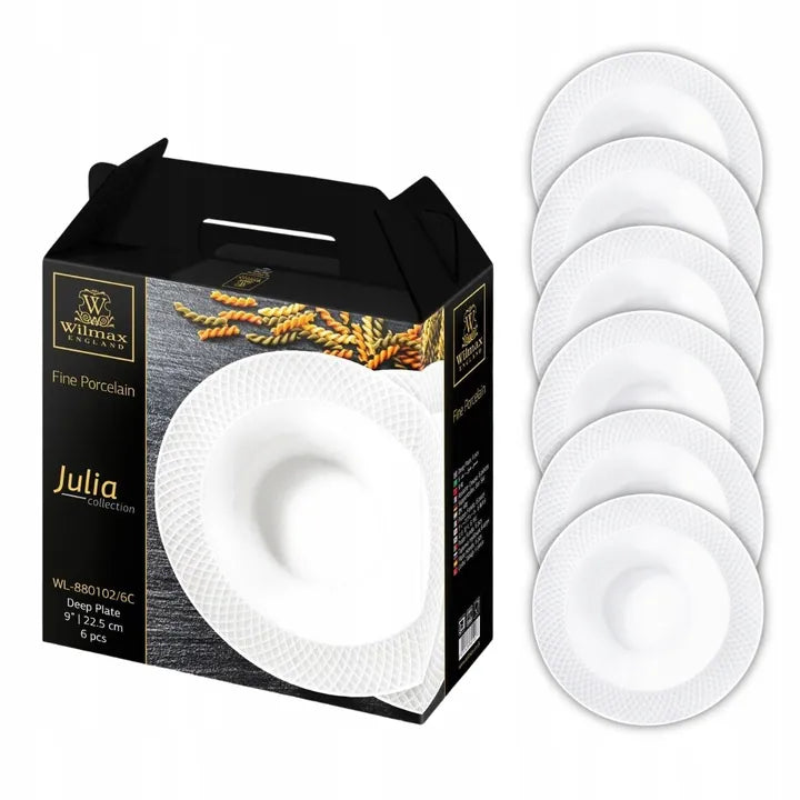 Wilmax Tiefer Teller 22,5 cm 6er-Set Weiß aus Porzellan