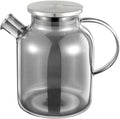 Wilmax Teekanne 1600 ml mit Federfilter und mit Edelstahldeckel Rauchgrau aus Thermoglas