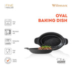 Wilmax Ovale Auflaufform 28 × 16 cm 500 ml Schwarz aus Porzellan