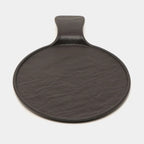 Wilmax Runde Servierplatte mit Griff 30,5 × 21,5 cm Schwarz aus Porzellan