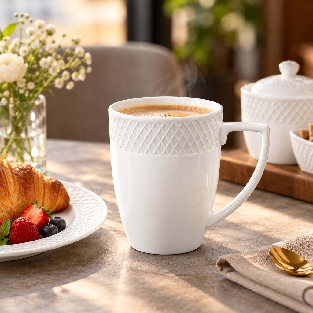 Wilmax Tasse 350 ml 2er-Set Weiß aus Porzellan