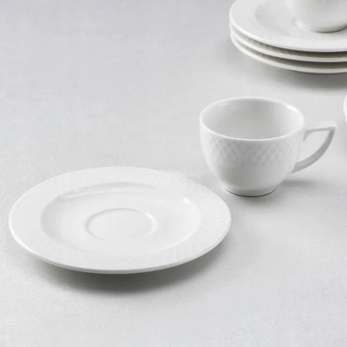 Wilmax Tasse mit Untertasse 90 ml Weiß Porzellan 6er Set WL-880101400/AB6