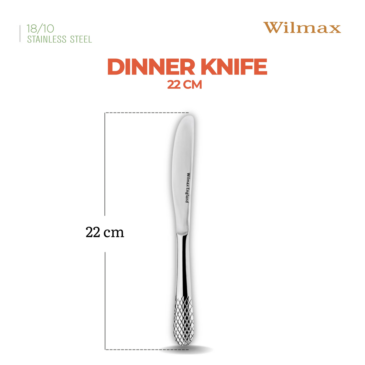 Wilmax Tafelmesser 22 cm 6er-Set Silber aus Edelstahl