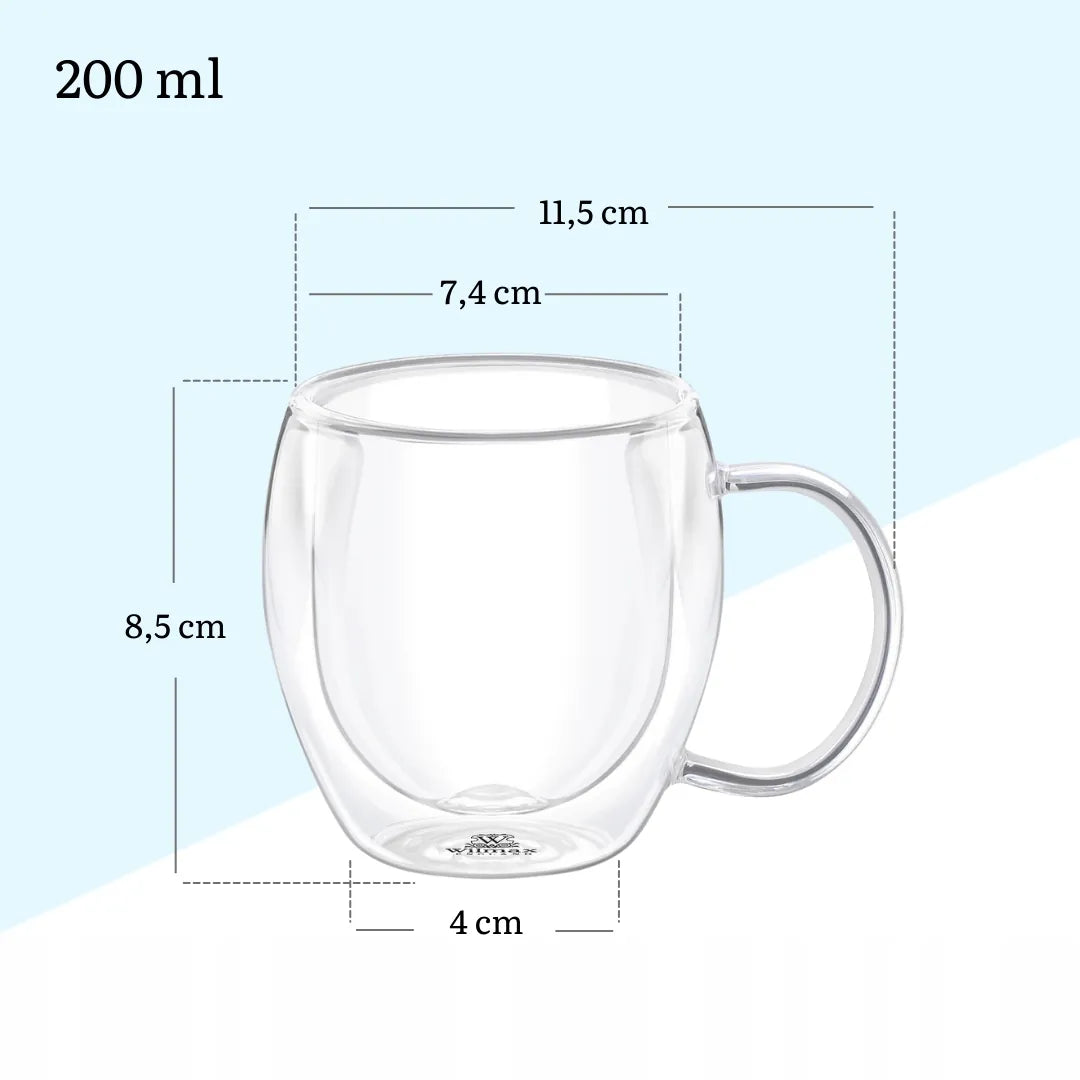 Wilmax Doppelwandige Tasse 200 ml 6er-Set Transparent
