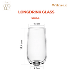 Wilmax Getränkeset 7-teilig mit Krug 2000 ml Transparent aus Crystalline-Glas und 6 Longdrinkgläser 540 ml Transparent aus Crystalline-Glas
