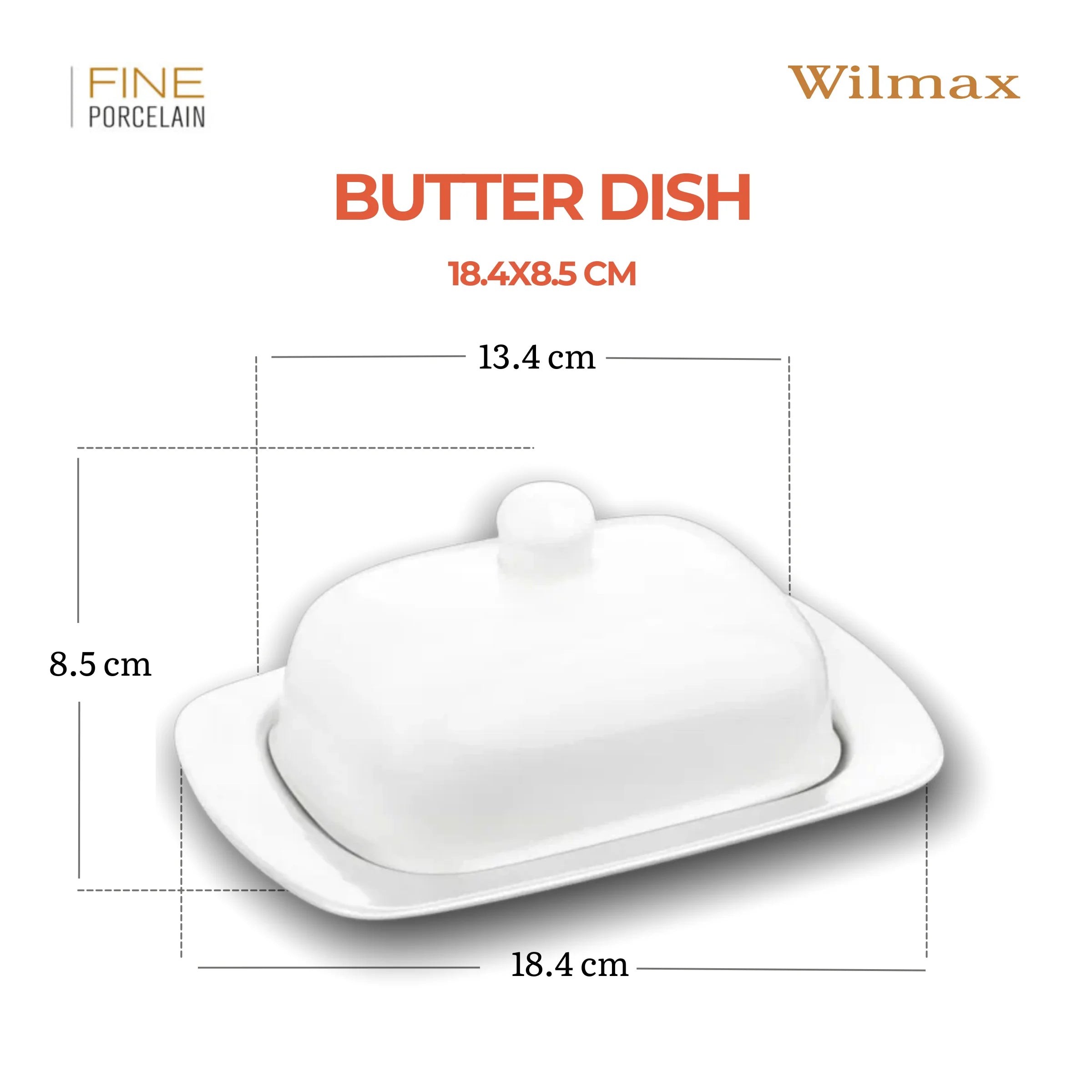 Wilmax Butterdose 19 × 12,5 × 8,5 cm Weiß aus Porzellan