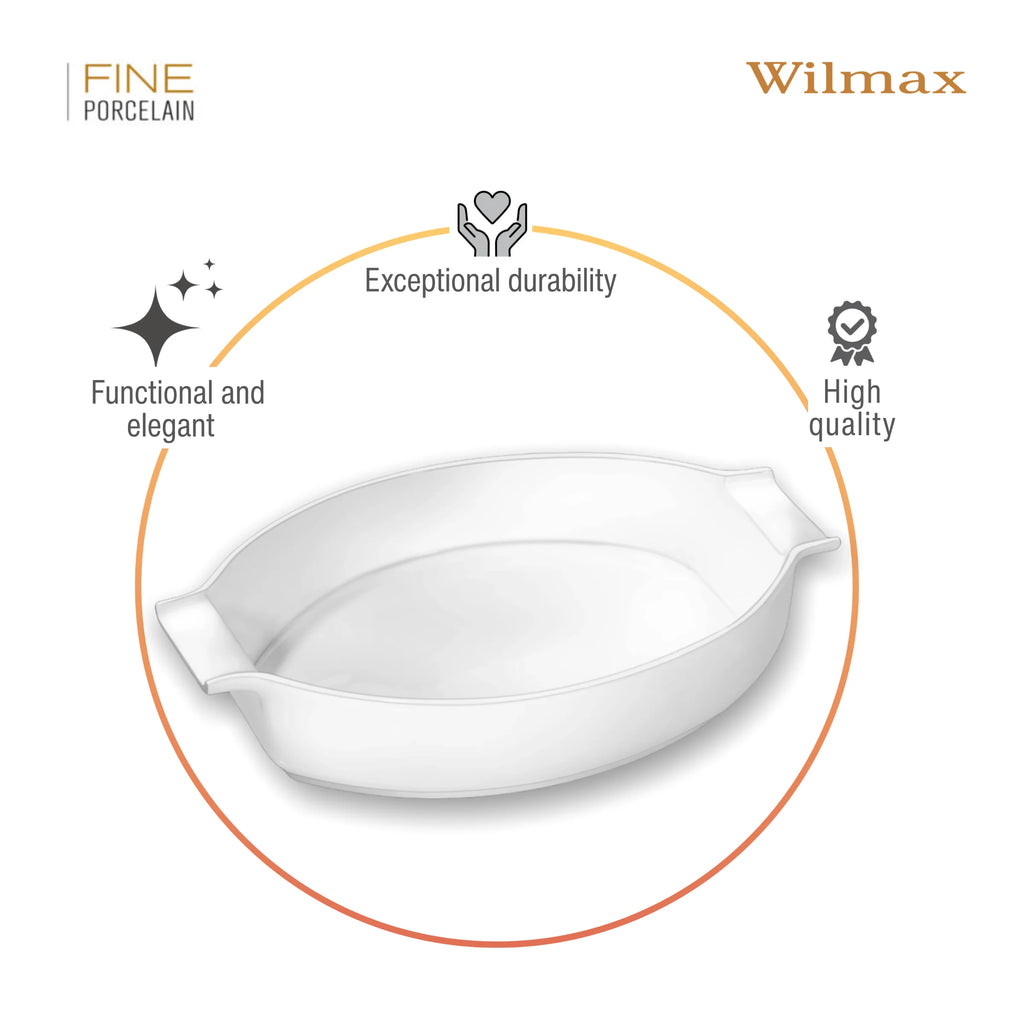 Wilmax Auflaufform mit Griffen 990 ml Weiß aus Porzellan