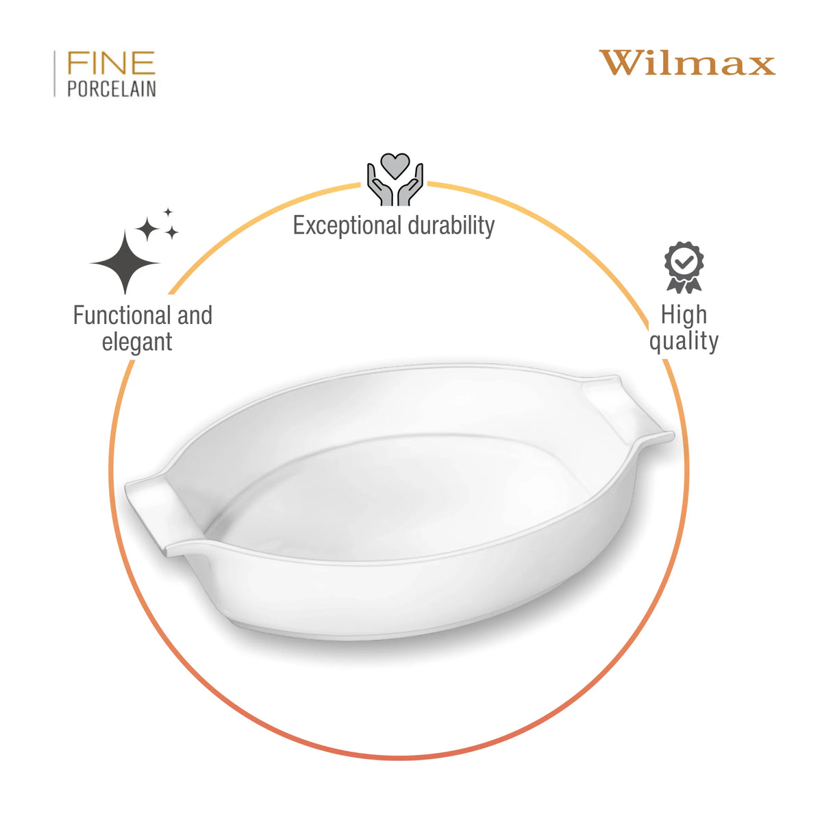 Wilmax Auflaufform mit Griffen 990 ml Weiß aus Porzellan