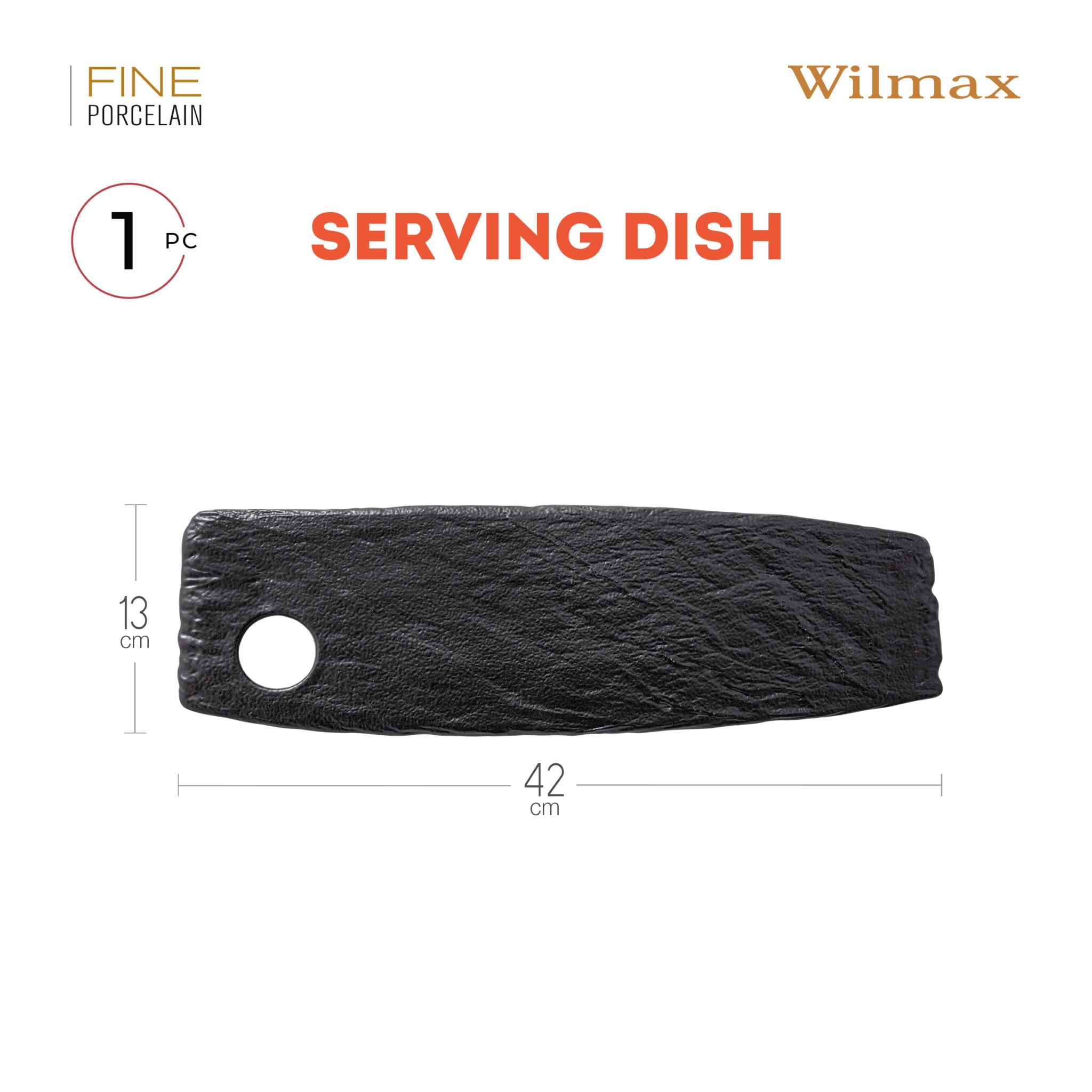 Wilmax Servierplatte SlateStone Schwarz 42 x 13 cm Porzellan WL-661133/A