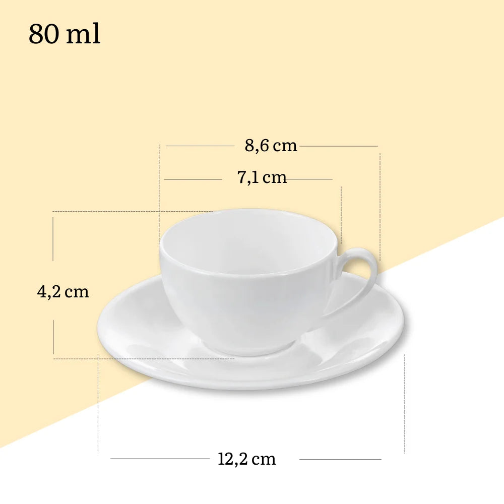 Wilmax Espressotasse mit Untertasse 80 ml Weiß aus Porzellan