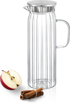 Wilmax Krug 1500 ml mit Edelstahldeckel Transparent aus Thermoglas
