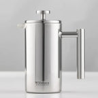 Wilmax Doppelwandige French Press 1000 ml Silber aus Edelstahl