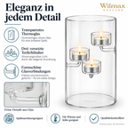 Wilmax Teelichthalter für 3 Teelichter 20 cm Transparent aus Glas