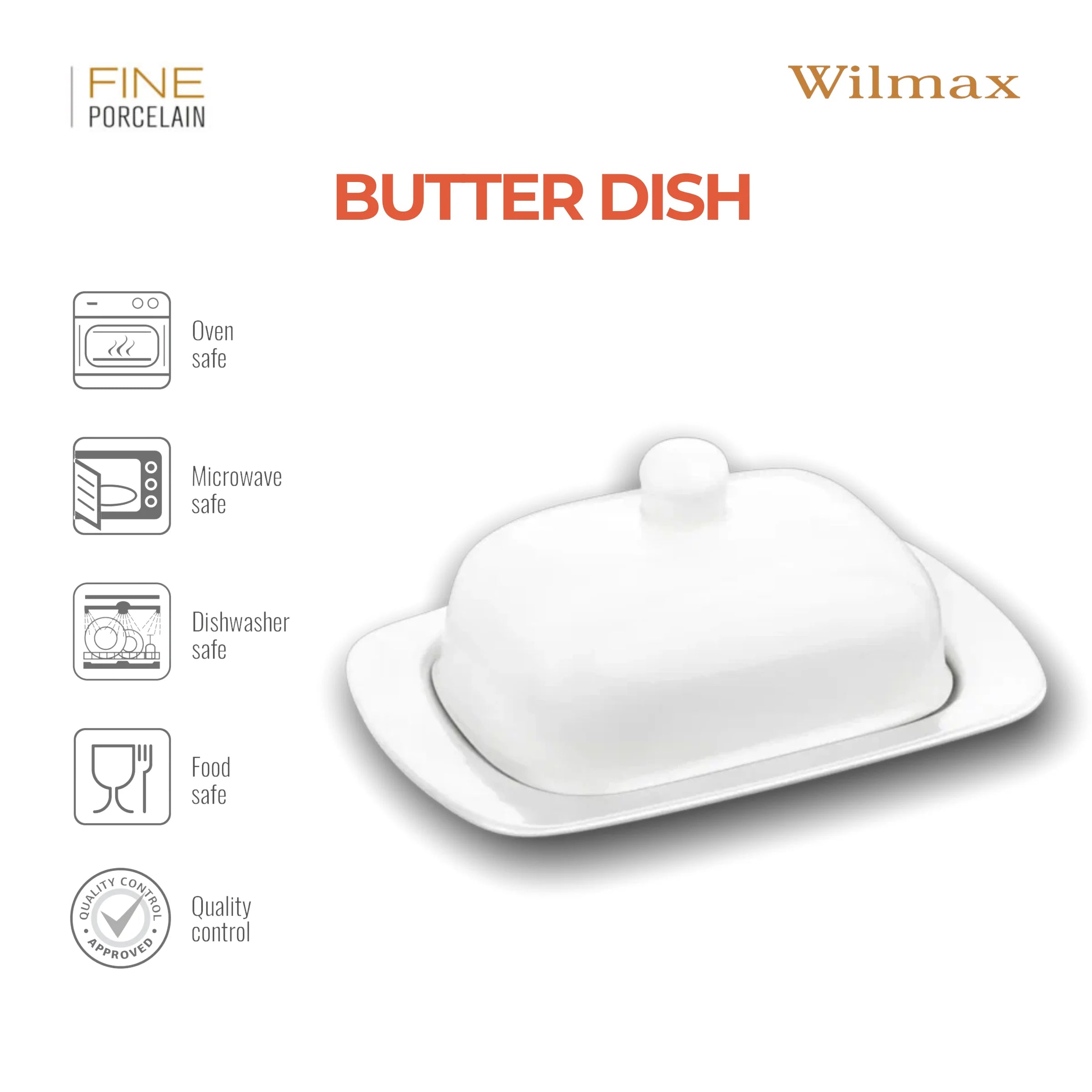 Wilmax Butterdose 19 × 12,5 × 8,5 cm Weiß aus Porzellan