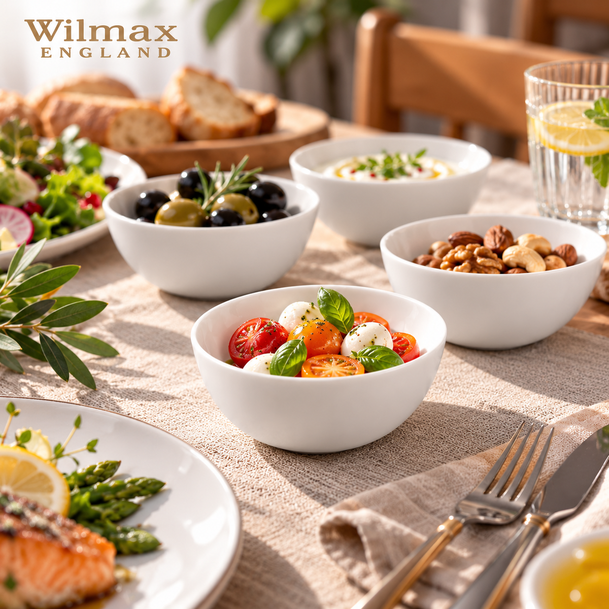 Wilmax Schale 11 cm 300 ml 6er-Set Weiß aus Porzellan