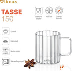 Wilmax Hitzebeständiger Glasbecher mit Henkel 150 ml Transparent aus Glas