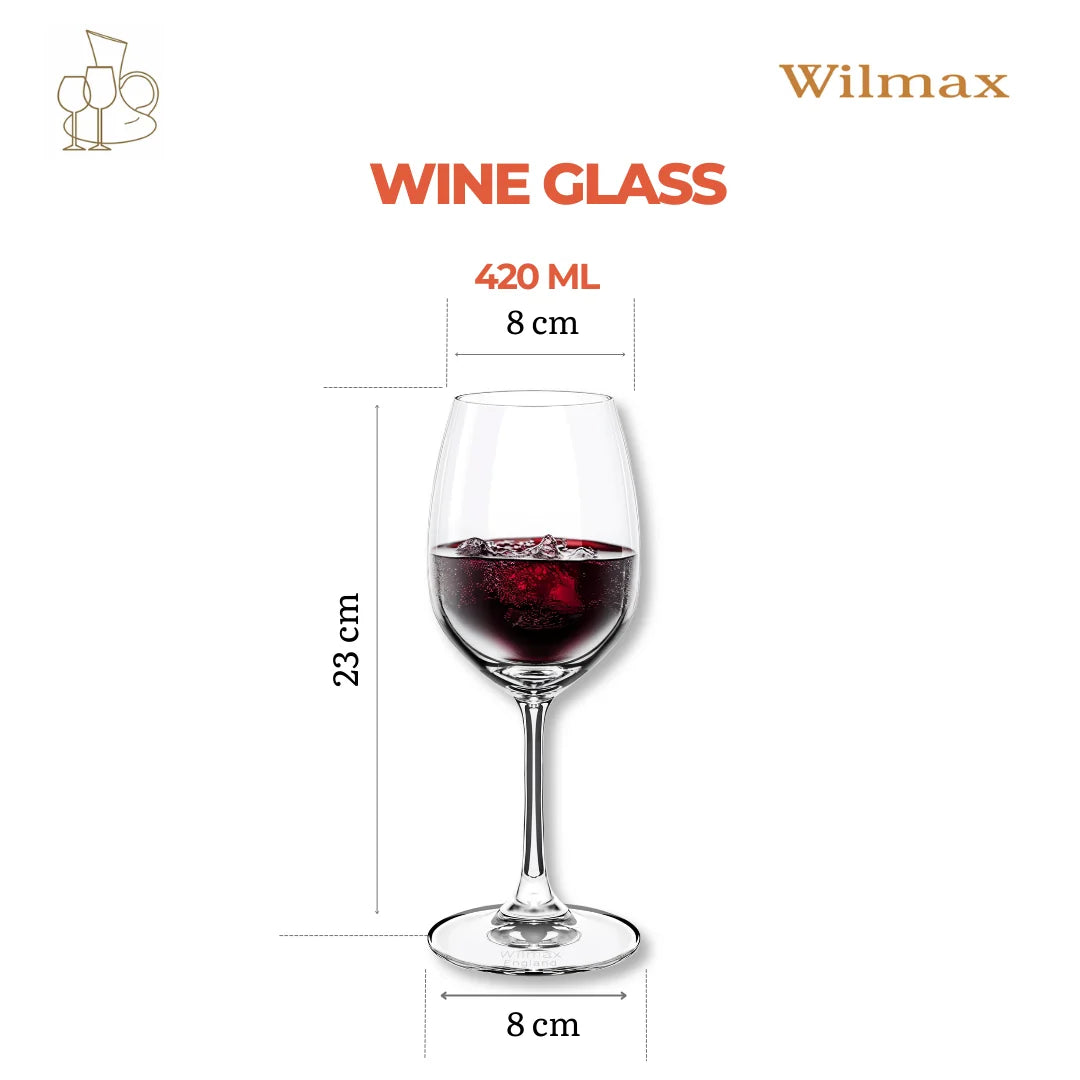 Wilmax Weinglas 420 ml 6er-Set Transparent aus Wilmax Crystalline-Serie
