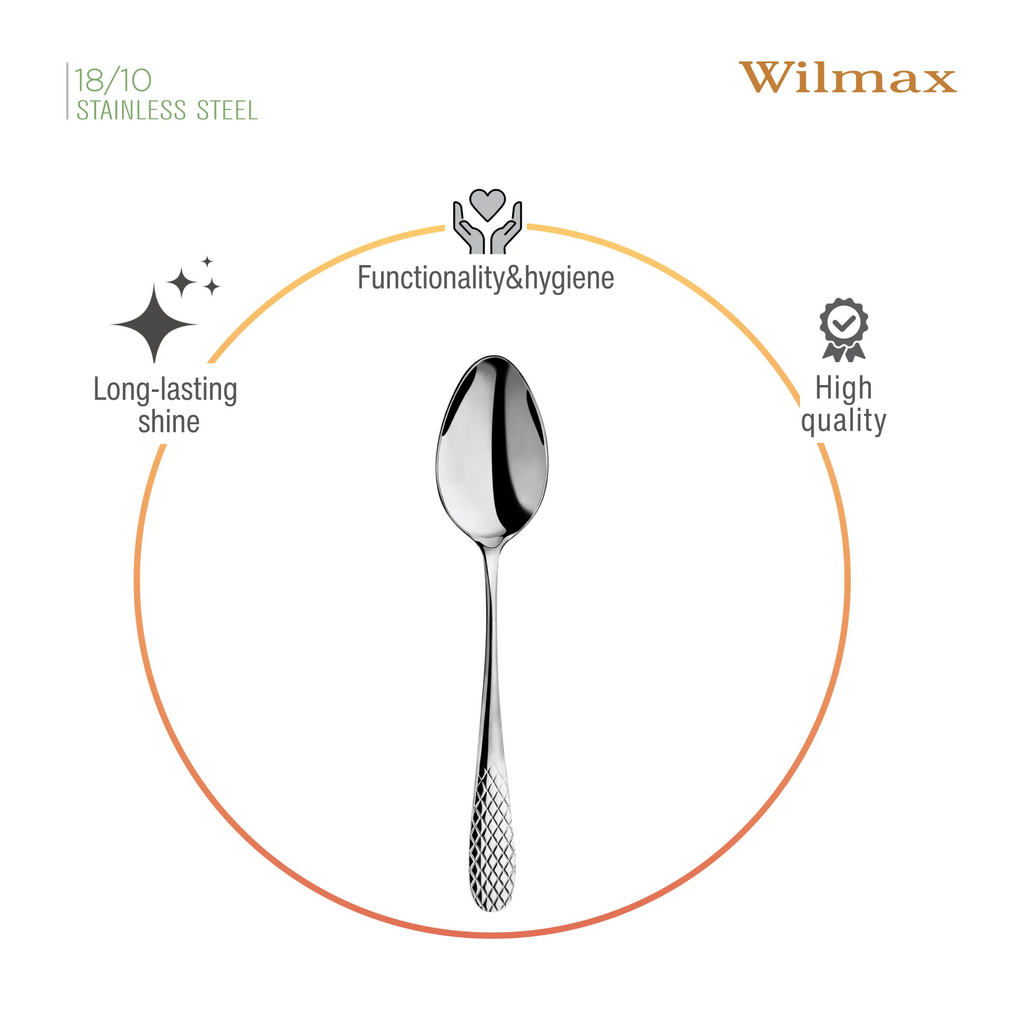 Wilmax Teelöffel 14 cm 6er-Set Silber aus Edelstahl
