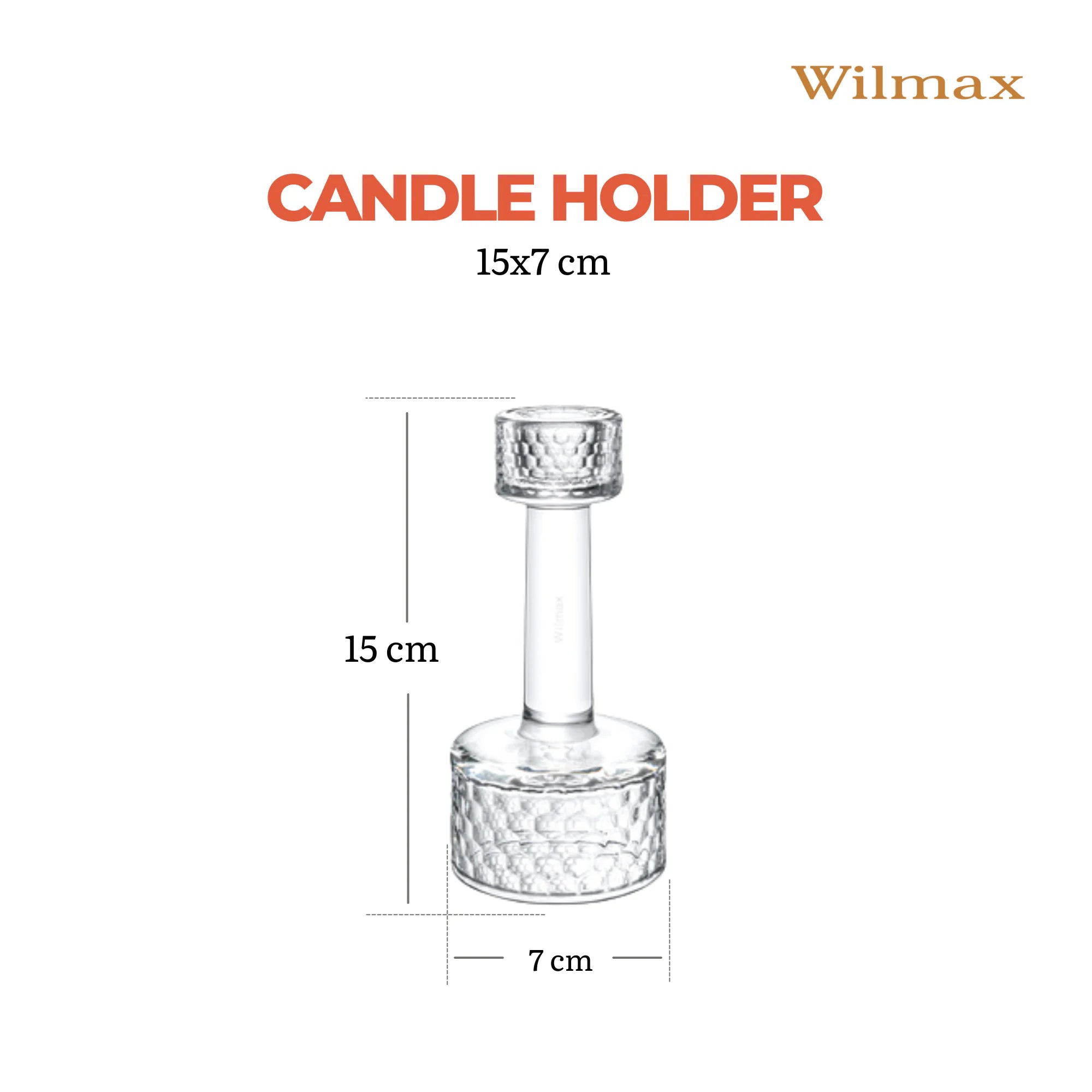 Wilmax Kerzenhalter 15 × 7 cm Transparent aus Glas