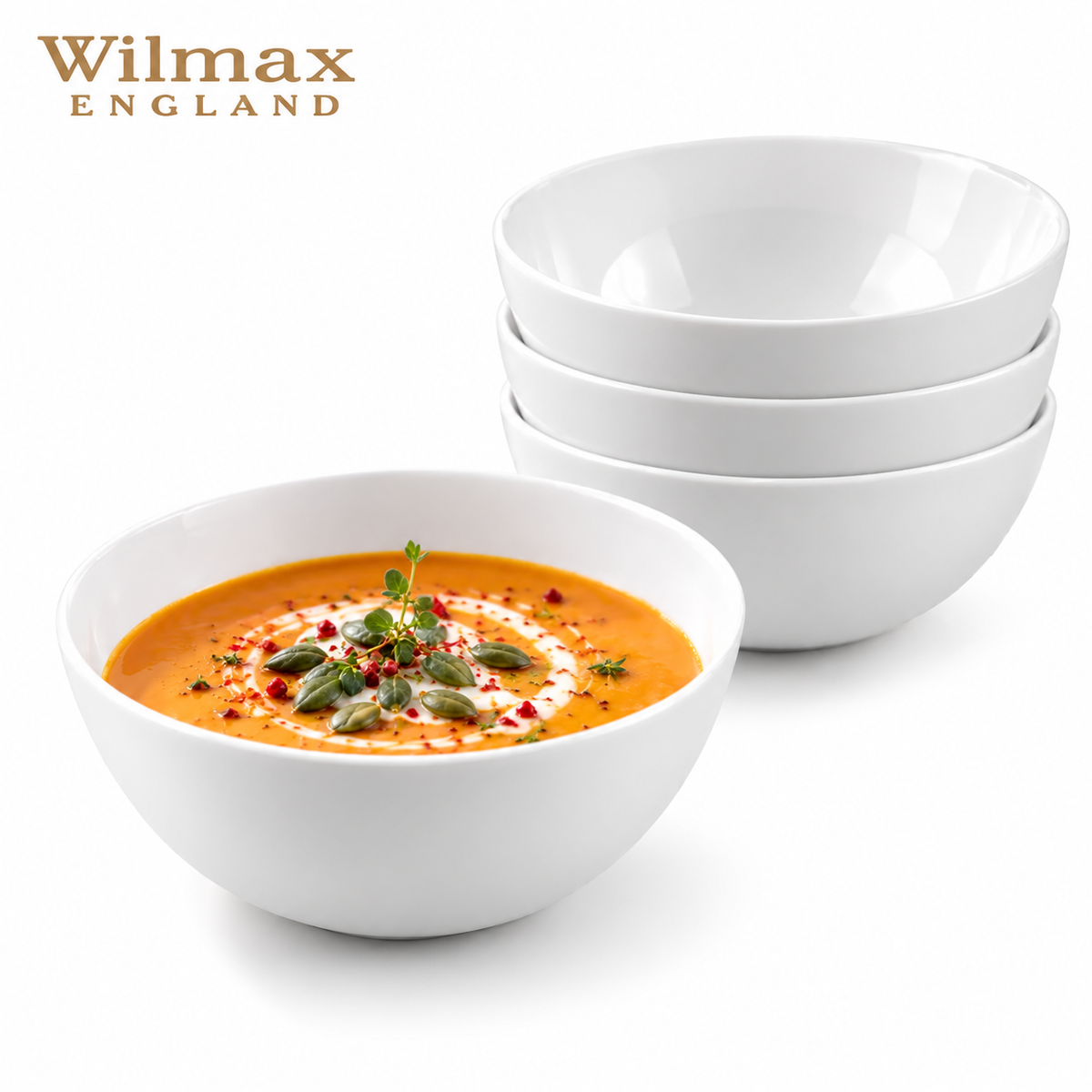 Wilmax Schale 11 cm 300 ml 4er-Set Weiß aus Porzellan