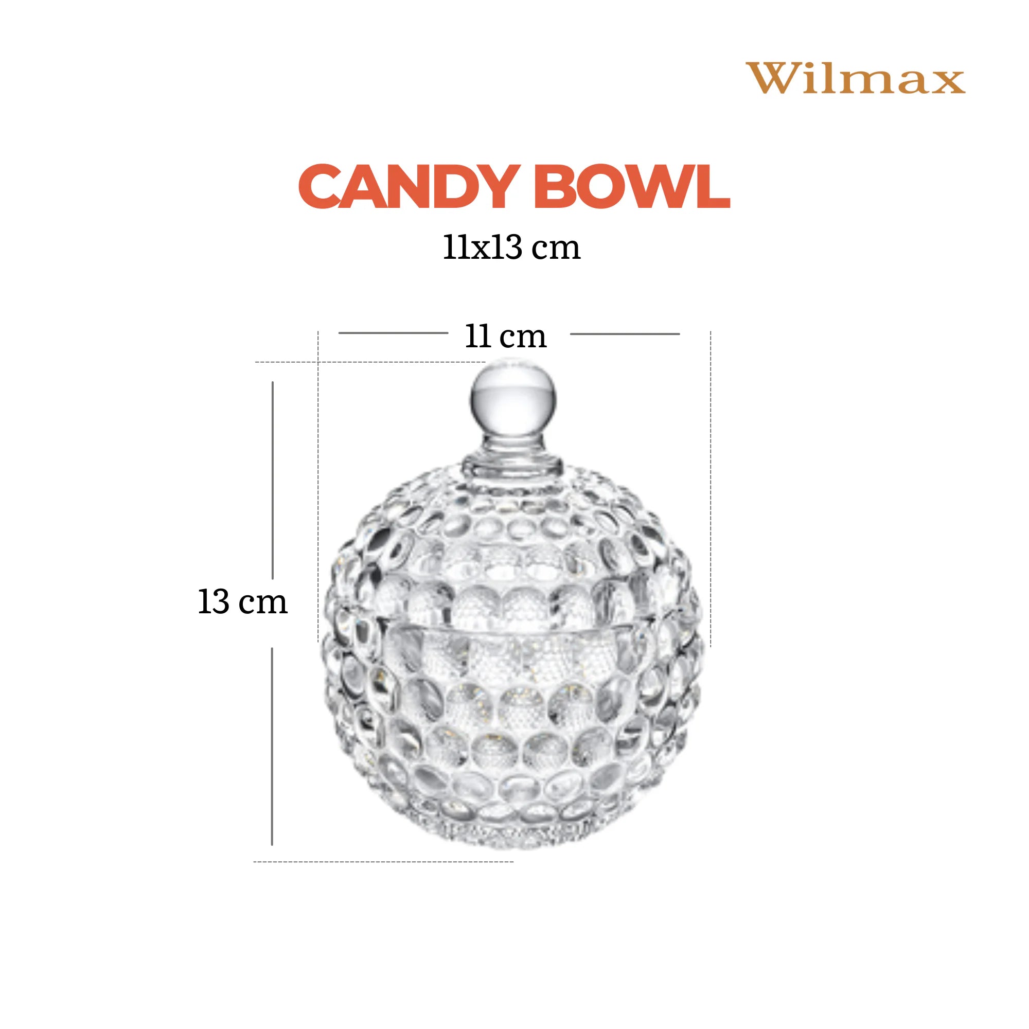 Wilmax Bonboniere mit Deckel 11 × 13 cm Transparent aus Glas