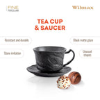 Wilmax Tasse mit Untertasse 250 ml 2er-Set Schwarz aus Porzellan