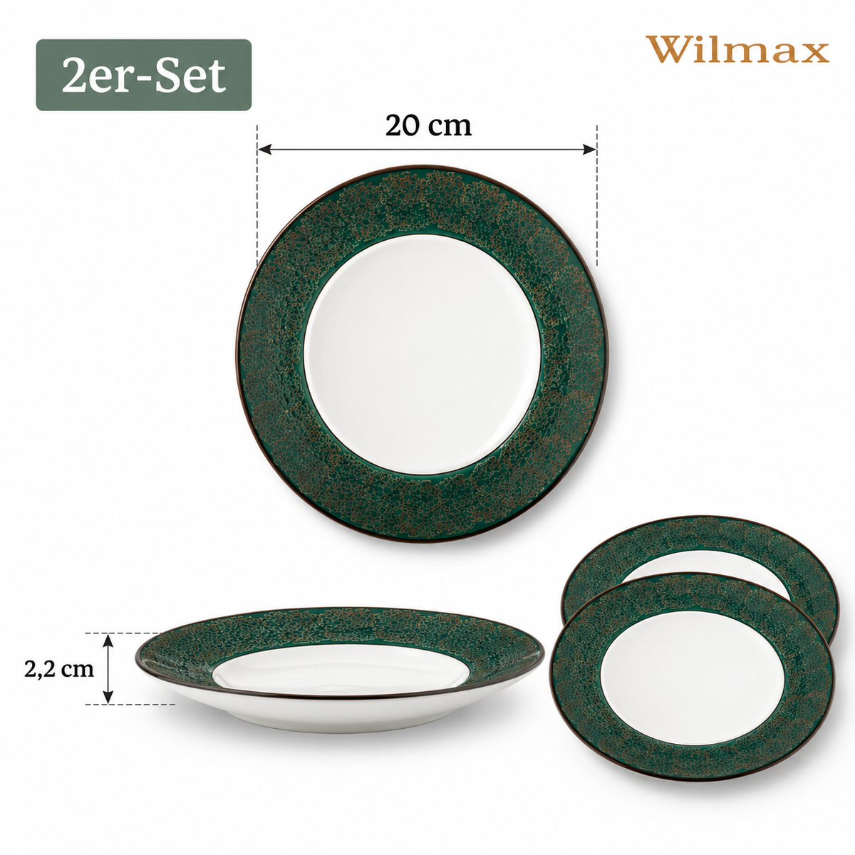 Wilmax Teller 20 cm Grün aus Porzellan