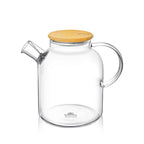 Wilmax Teekanne 1100 ml mit Federfilter und Bambusdeckel Transparent aus Thermoglas