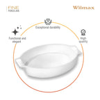 Wilmax Backform mit Griffen 990 ml Weiß aus Porzellan