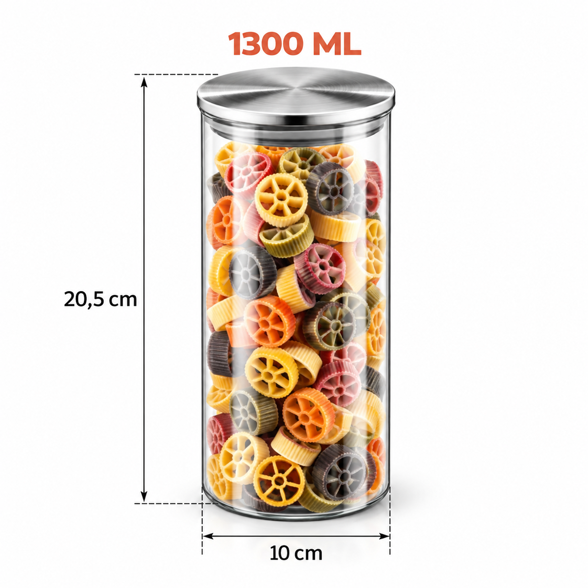 Wilmax Vorratsglas 1300 ml mit Edelstahldeckel 2er-Set Transparent