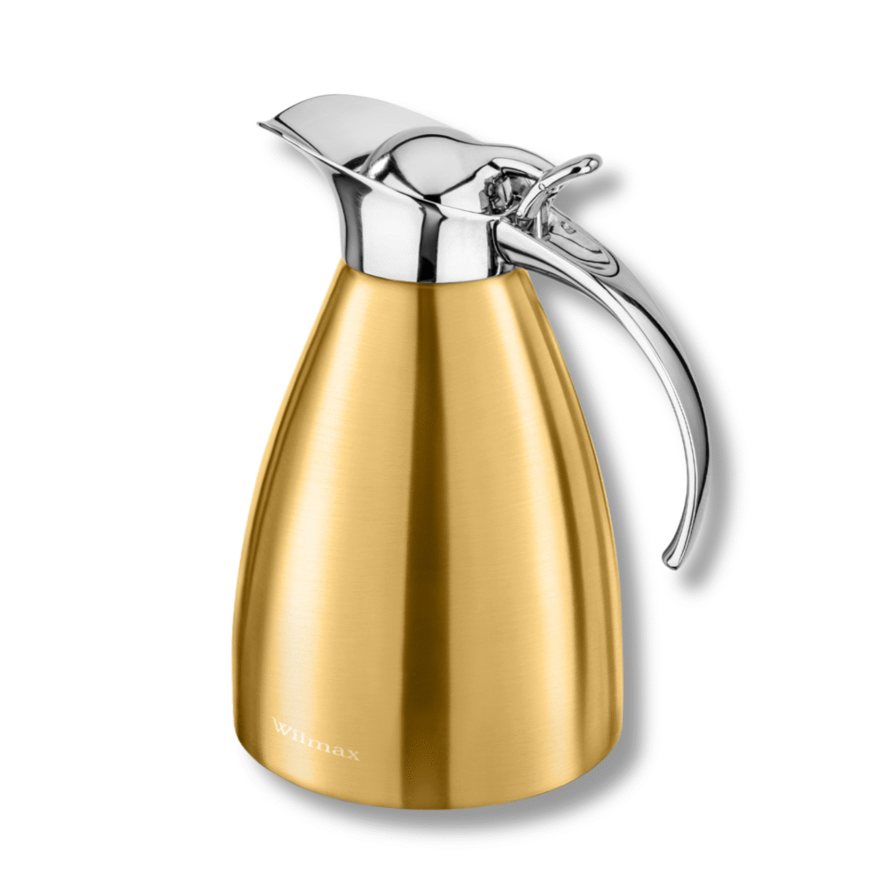 Wilmax Isolierkanne 1000 ml Gold aus Edelstahl