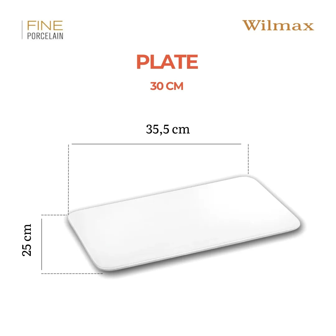 Wilmax Servierplatte 35,5 × 25 cm Weiß aus Porzellan