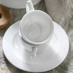 Wilmax Kaffeetassen mit Untertassen 90 ml 6er-Set Weiß aus Porzellan