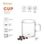 Wilmax Glastasse 100 ml 6er-Set Transparent aus Borosilikatglas