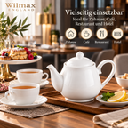 Wilmax Kaffee- und Teekanne mit integriertem Ausgusssieb 850 ml Weiß aus Porzellan
