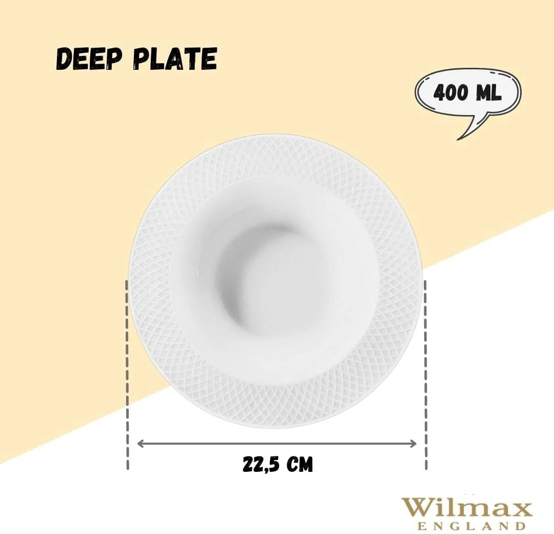 Wilmax Tiefer Teller 22,5 cm 2er-Set Weiß aus Porzellan