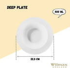 Wilmax Tiefer Teller 22,5 cm 2er-Set Weiß aus Porzellan